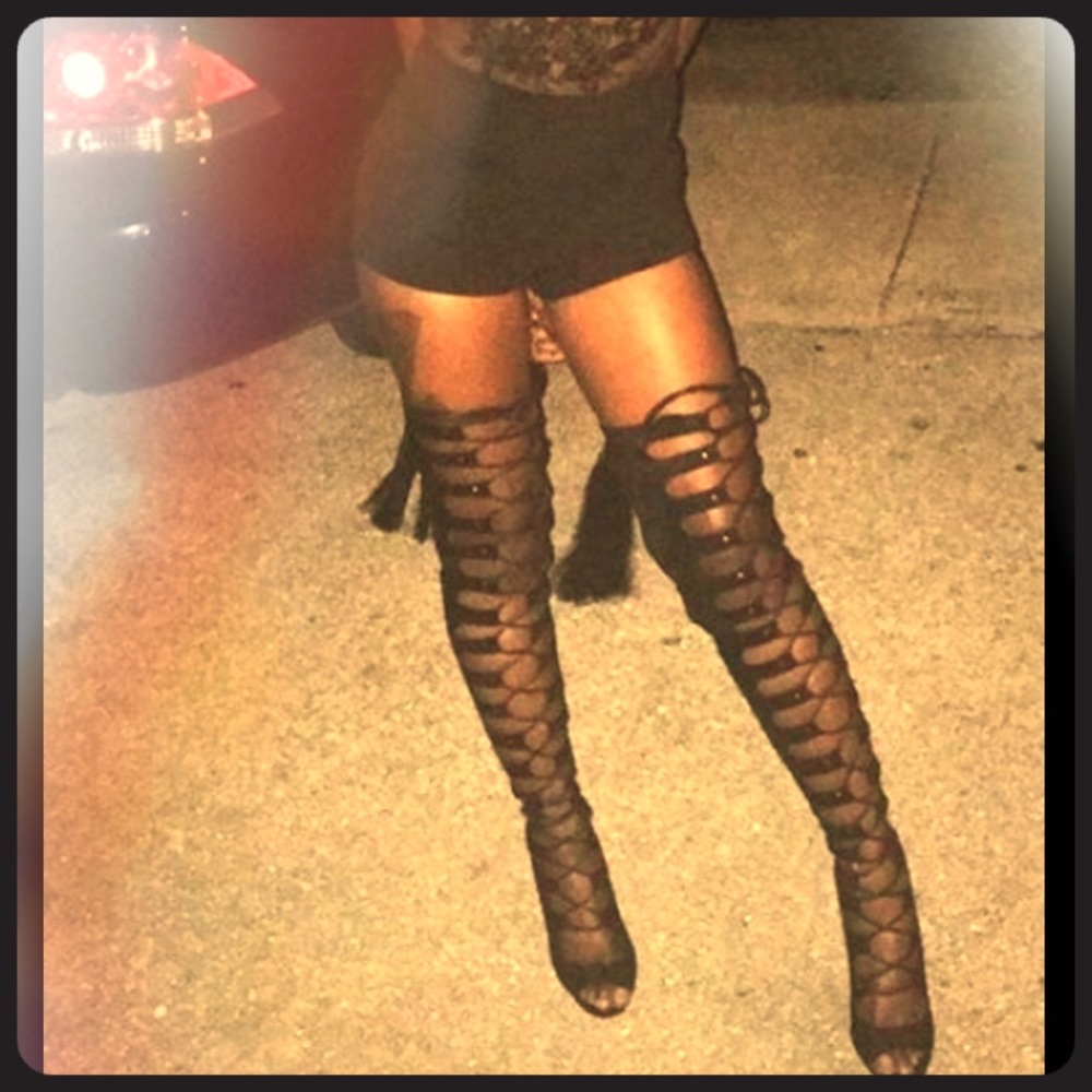 Thigh high gladiator heels